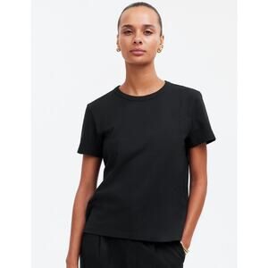 Madewell The Cotton Perfect Crewneck Tee WMNS S Black Short Sleeve Allday Jersey